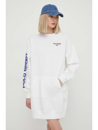 Рокля Polo Ralph Lauren в бяло къса с уголемена кройка 211936921