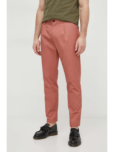 Памучен панталон Sisley в розово със стандартна кройка