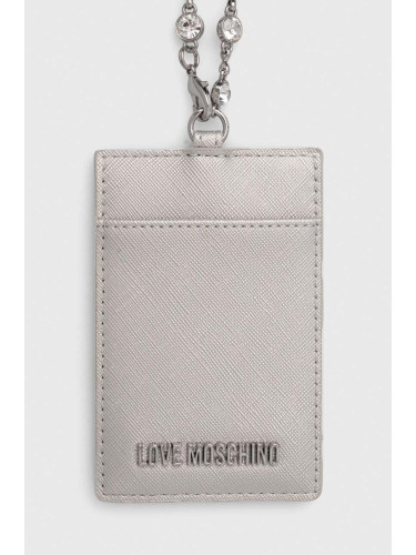 Калъф за карти Love Moschino в сребристо
