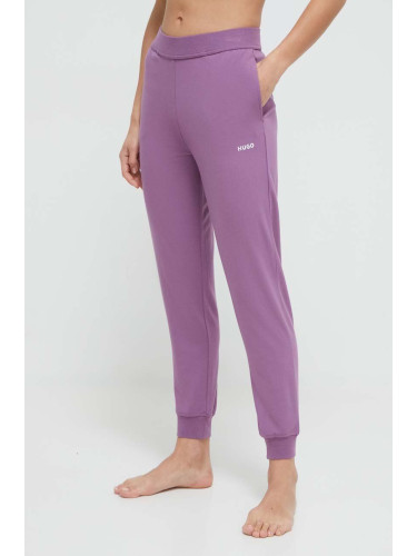 Домашен панталон HUGO в лилаво с изчистен дизайн 50490578