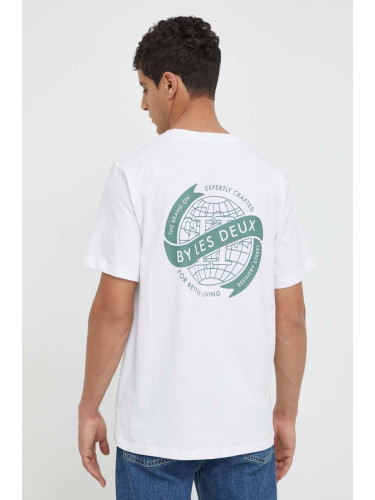 Памучна тениска Les Deux в бяло с принт LDM101164