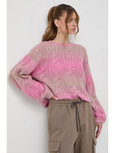 Вълнен пуловер Miss Sixty дамски в розово от топла материя