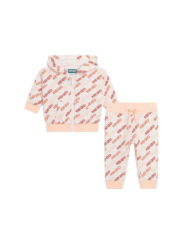 Бебешки памучен спортен комплект Kenzo Kids в бяло