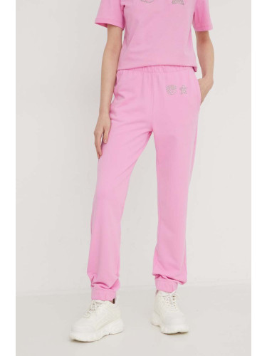 Спортен панталон Chiara Ferragni EYE STAR в розово с апликация 76CBAG01