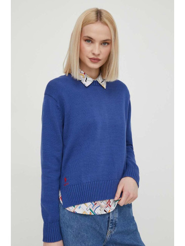 Памучен пуловер Polo Ralph Lauren в синьо от лека материя 211898583
