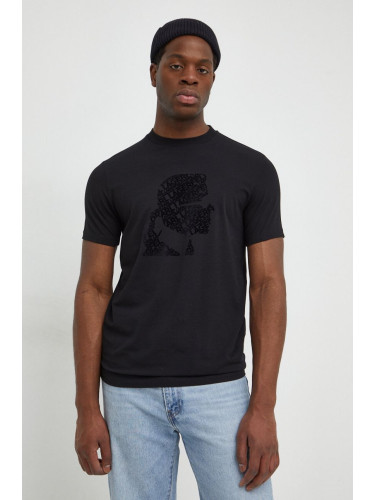 Тениска Karl Lagerfeld в черно с принт