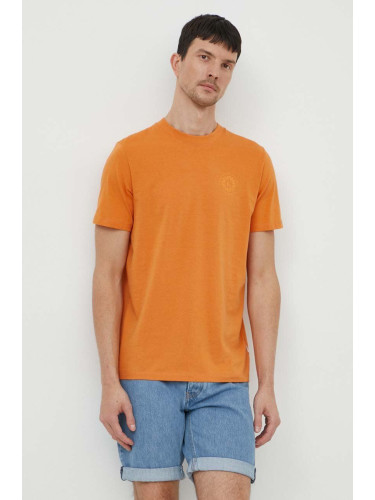 Памучна тениска Lindbergh в оранжево с принт