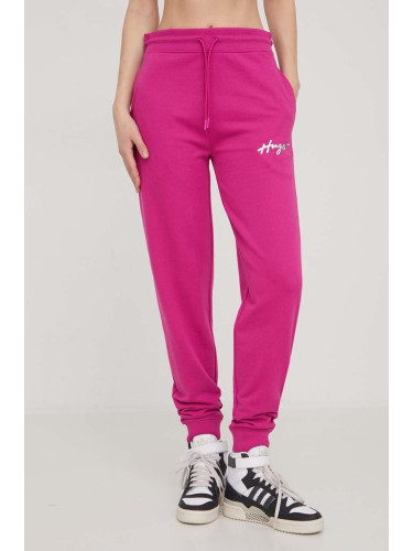 Спортен панталон HUGO в розово с изчистен дизайн 50509171