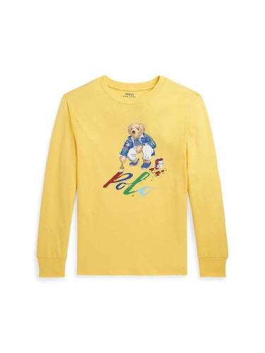 Детска блуза с дълги ръкави Polo Ralph Lauren в жълто с принт