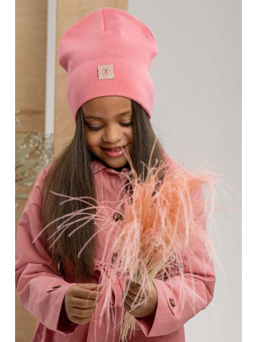 Детска памучна шапка Jamiks VITORIA в лилаво с фина плетка от памук
