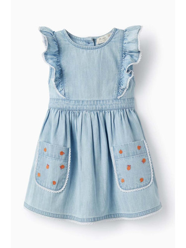 Бебешка памучна рокля zippy в синьо къса разкроена