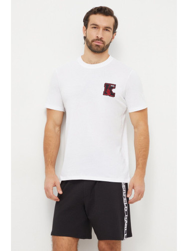 Памучна тениска Karl Lagerfeld в бяло с апликация