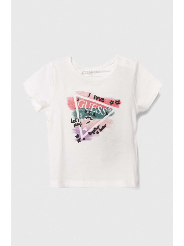 Бебешка тениска Guess в бяло