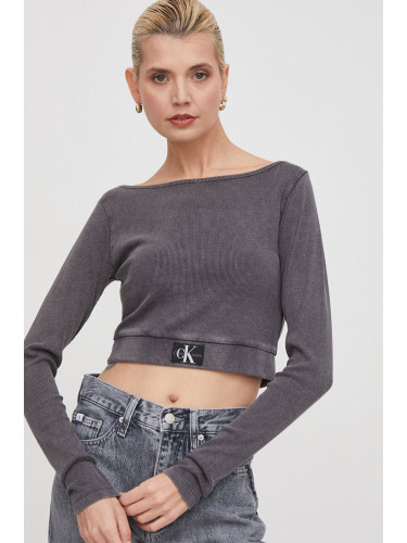Блуза с дълги ръкави Calvin Klein Jeans в сиво J20J223183