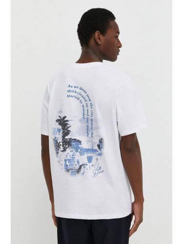 Памучна тениска Les Deux в бяло с принт LDM101160