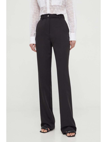 Панталон Guess NEW CARLA в черно със стандартна кройка, с висока талия W4RB30 WFWX2