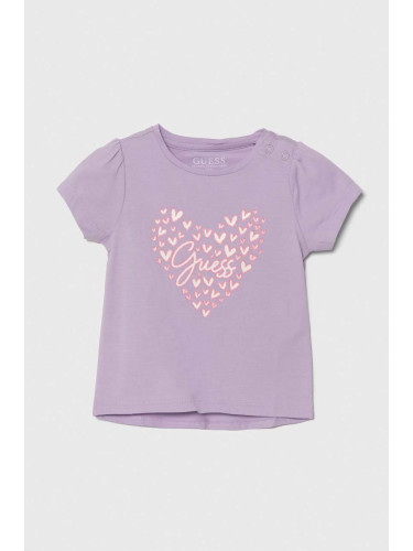 Бебешка тениска Guess в лилаво