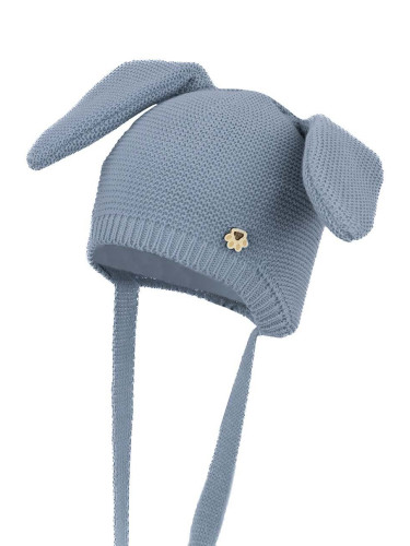 Детска памучна шапка Jamiks PILVI в синьо с фина плетка от памук