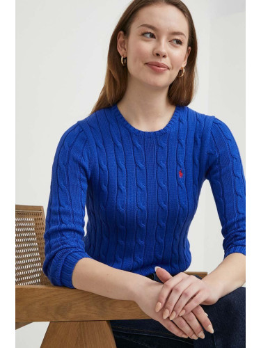 Памучен пуловер Polo Ralph Lauren в синьо 211891640