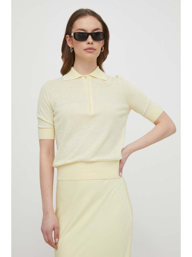 Тениска с яка коприна Calvin Klein в жълто K20K206915