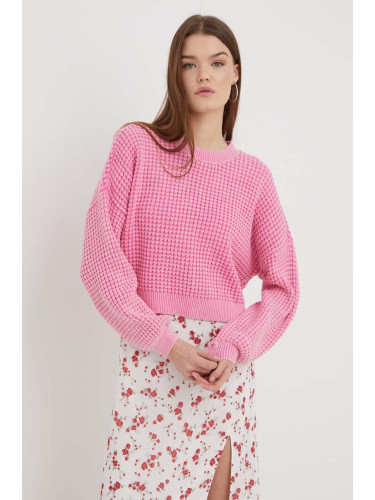 Пуловер Hollister Co. дамски в розово