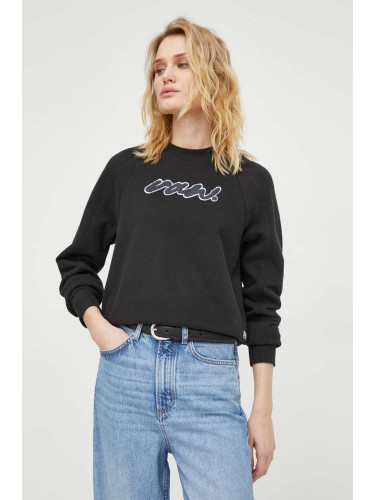 Памучен суичър G-Star в черно с апликация