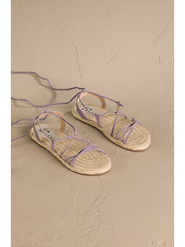 Велурени сандали Manebi Lace-Up Sandals в лилаво P 7.4 Y0