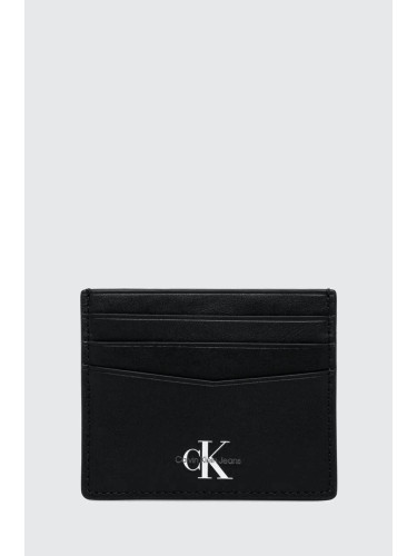 Кожен калъф за карти Calvin Klein Jeans в черно K50K511455