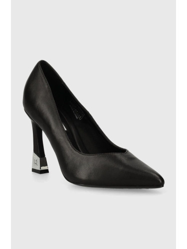 Кожени обувки с тънък ток Karl Lagerfeld PREMIERE 90 в черно KL33510