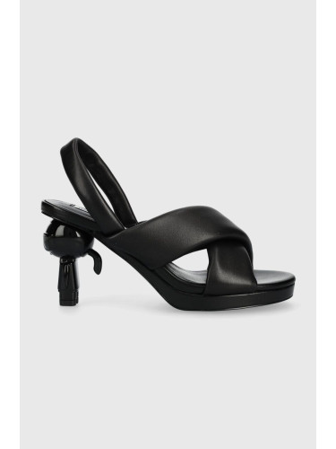 Кожени сандали Karl Lagerfeld IKON HEEL в черно KL39024