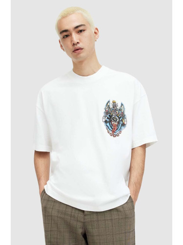 Памучна тениска AllSaints HOWLRIDER в бяло с принт