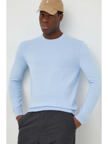 Памучен пуловер United Colors of Benetton в синьо от лека материя