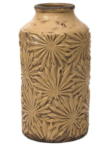 Керамична ваза с облекчение план листа палмово дърво
