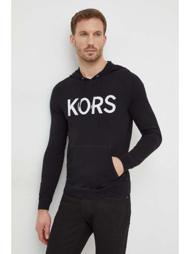 Памучен пуловер Michael Kors в черно от лека материя