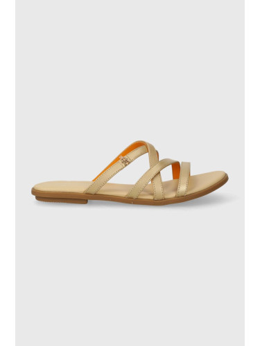 Кожени чехли Tommy Hilfiger TH STRAP FLAT SANDAL GOLD в златисто FW0FW08068