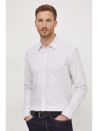 Памучна риза BOSS мъжка в бяло със стандартна кройка с класическа яка 50510014
