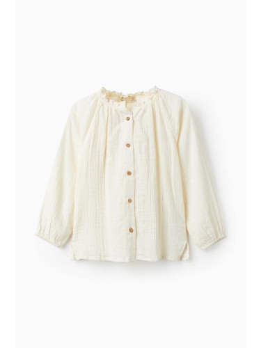 Детска памучна блуза zippy в бежово с изчистен дизайн