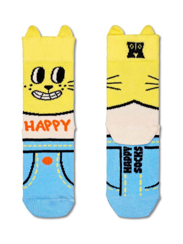 Детски чорапи Happy Socks Kids Cat Sock в синьо