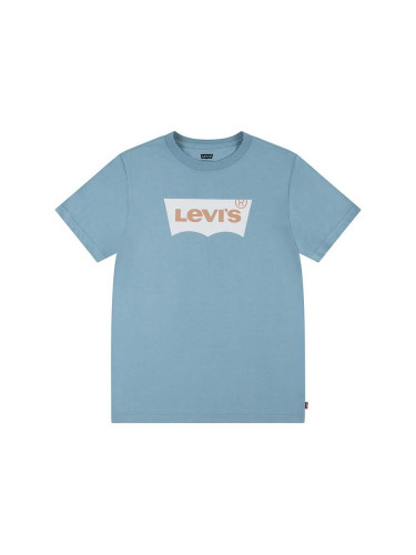 Детска памучна тениска Levi's в тюркоазено с принт