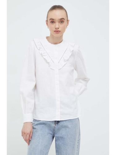 Ленена риза Levi's в бяло със стандартна кройка