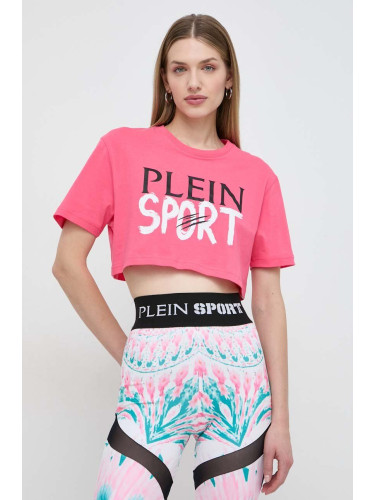 Памучна тениска PLEIN SPORT в розово