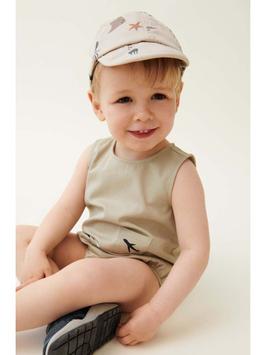 Детска шапка Liewood Tone Baby Printed Cap в бежово с десен