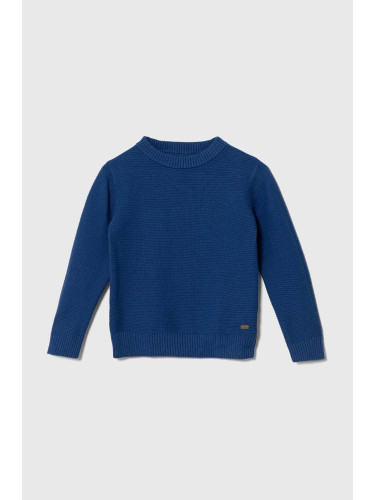 Детски памучен пуловер zippy в синьо от лека материя