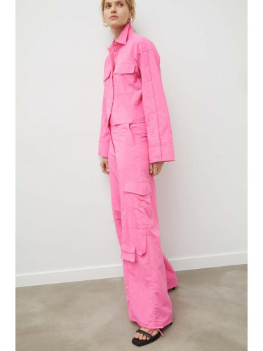Панталон 2NDDAY 2ND Edition George - Essential Texture в розово с широка каройка, висока талия 2242162244