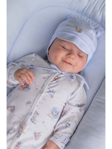 Детска памучна шапка Jamiks MARKO в синьо с фина плетка