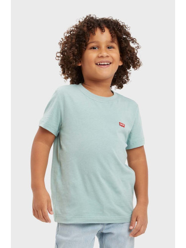 Детска памучна тениска Levi's в тюркоазено с изчистен дизайн
