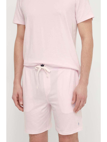 Късо долнище на пижама Polo Ralph Lauren мъжко в розово с изчистен дизайн 714931652