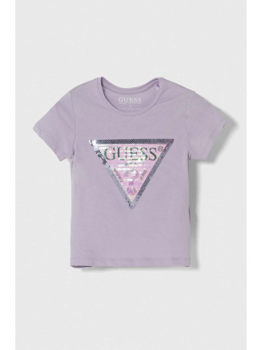 Детска тениска Guess в лилаво