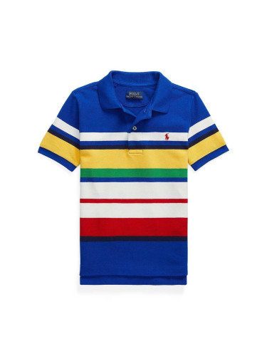 Детска памучна тениска с яка Polo Ralph Lauren с десен