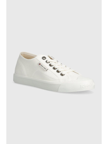 Ниски кецове Tommy Jeans TJW FOXING SNEAKER CANVAS в бяло EN0EN02588